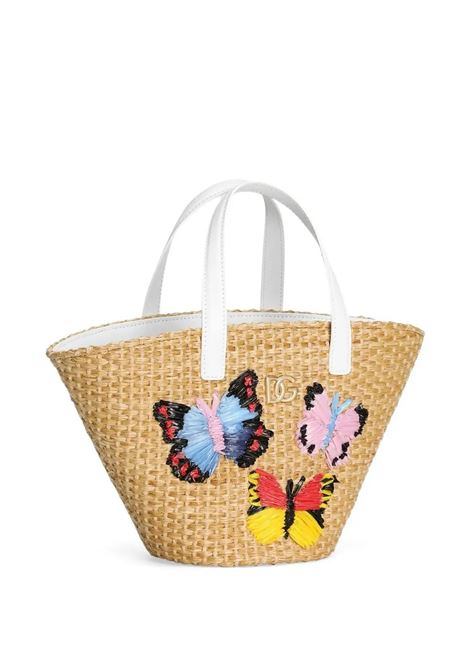 Coffa In Paglia Con Logo DG e Farfalle DOLCE & GABBANA KIDS | EB0249-AU373HC5KB